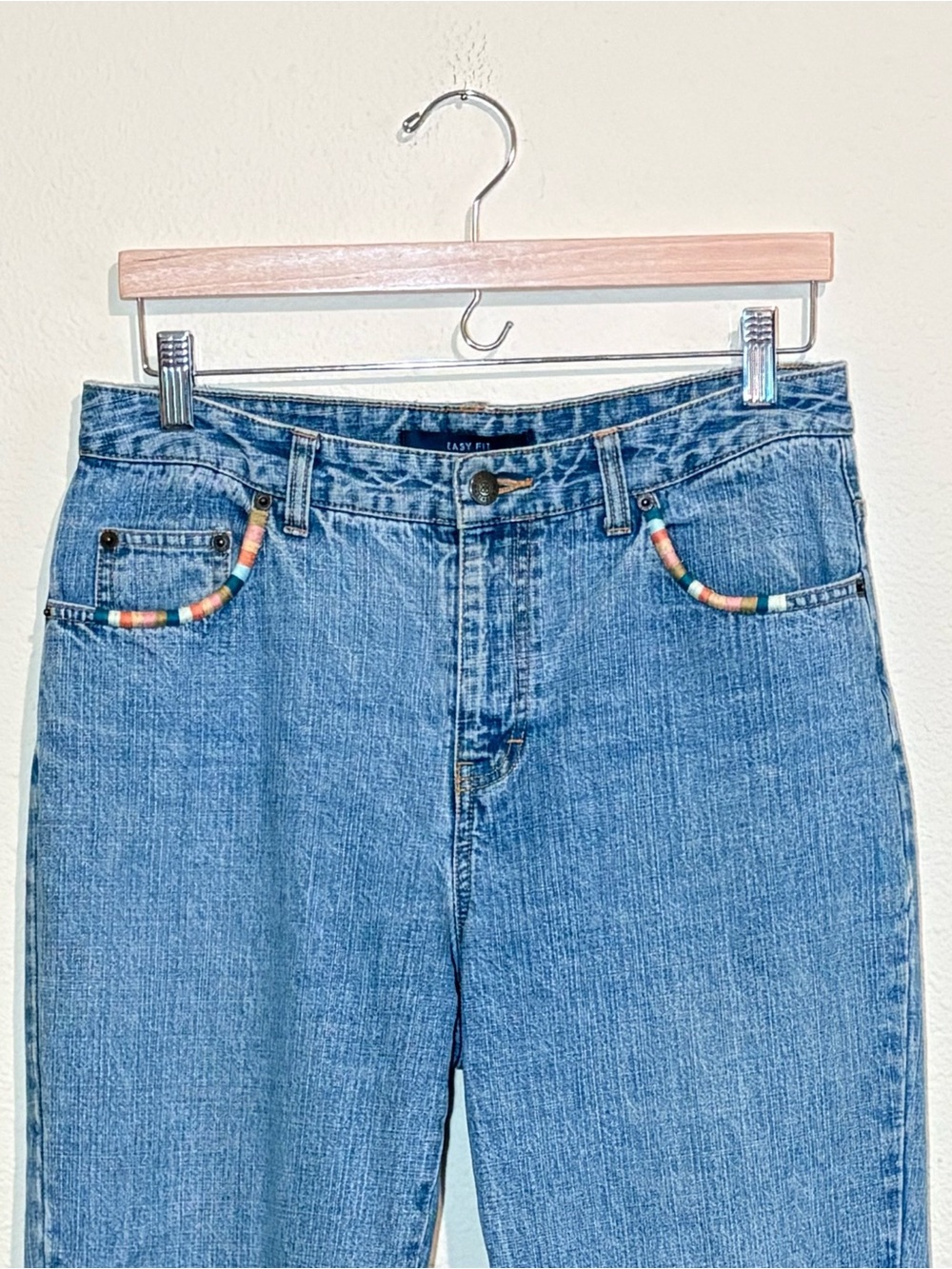 Unique Vintage Bill Blass Embroidered Pocket Cigarette Jean